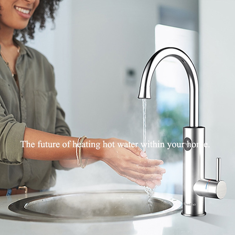 Kitchen Sink Swivel Spout Electric Hot Water Heater Faucet Deck