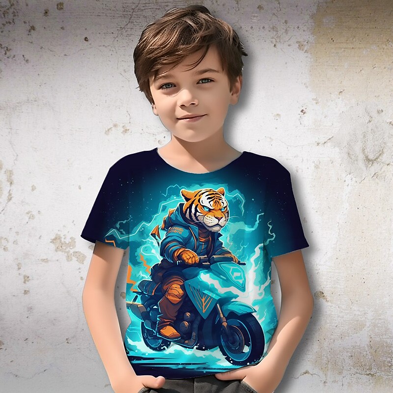 Para Meninos 3D Gráfico Animal Tigre Camisa Camiseta Manga Curta Impressão 3D Verão Primavera Ativo Esportes Moda Infantil 3-12 anos Ao ar livre Casual Diário Normal de 2025 por $11.99 -P2