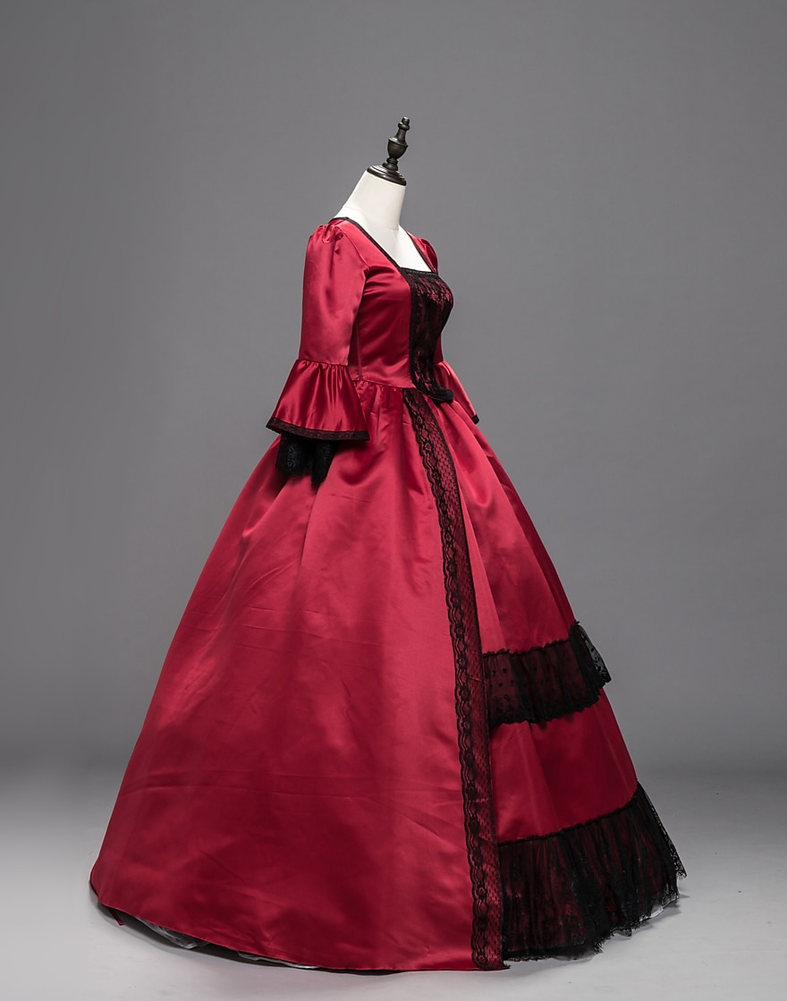 Βίντατζ Ροκοκό Βικτοριανό Μάξι Φορέματα Κοστούμι πάρτι Χορός μεταμφιεσμένων Κανονικό Juliet Σταχτοπούτα Πριγκίπισσα Σαίξπηρ Δαντέλα Πριγκίπισσα Τετράγωνη Λαιμόκοψη Φανταχτερή Φόρεμα 2026 - $131.99 –P2