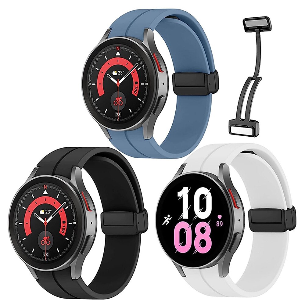 حزام إلى Samsung Galaxy Watch 7/6/5/4  40/44mm, Watch 5 Pro 45mm, Watch 6 Classic 43/47mm, Watch 4 Classic 42/46mm سيليكون إستبدال حزام مشبك مغناطيسي مشبك فراشة نساء رجال عصابة الرياضة معصمه 2025 - $12.99 -P1