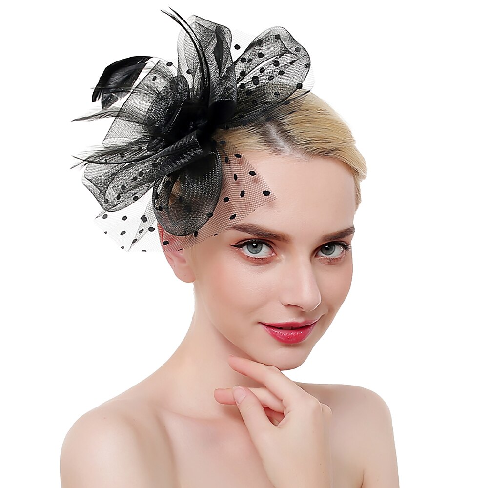 Fascinators Kentucky Derby Hut Kopfbedeckung Organza Fedora Hut Urlaub Cocktail Retro elegant mit Feder Minispot Kopfbedeckung Kopfbedeckung 2025 - $11.49 –P2