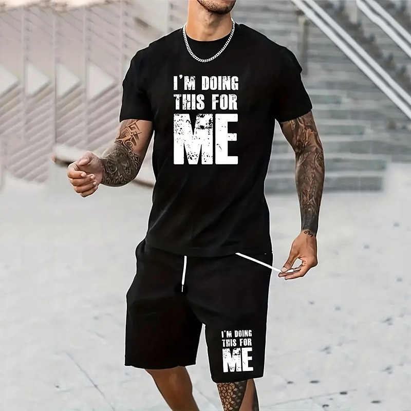 ensemble chemise graphique short et t-shirt pour hommes tenues lettre col rond vêtements vêtements impression 3D en plein air manches quotidiennes 2 pièces 2 pièces je fais ça pour l'anniversaire de de 2026 ? $26.99 –P1