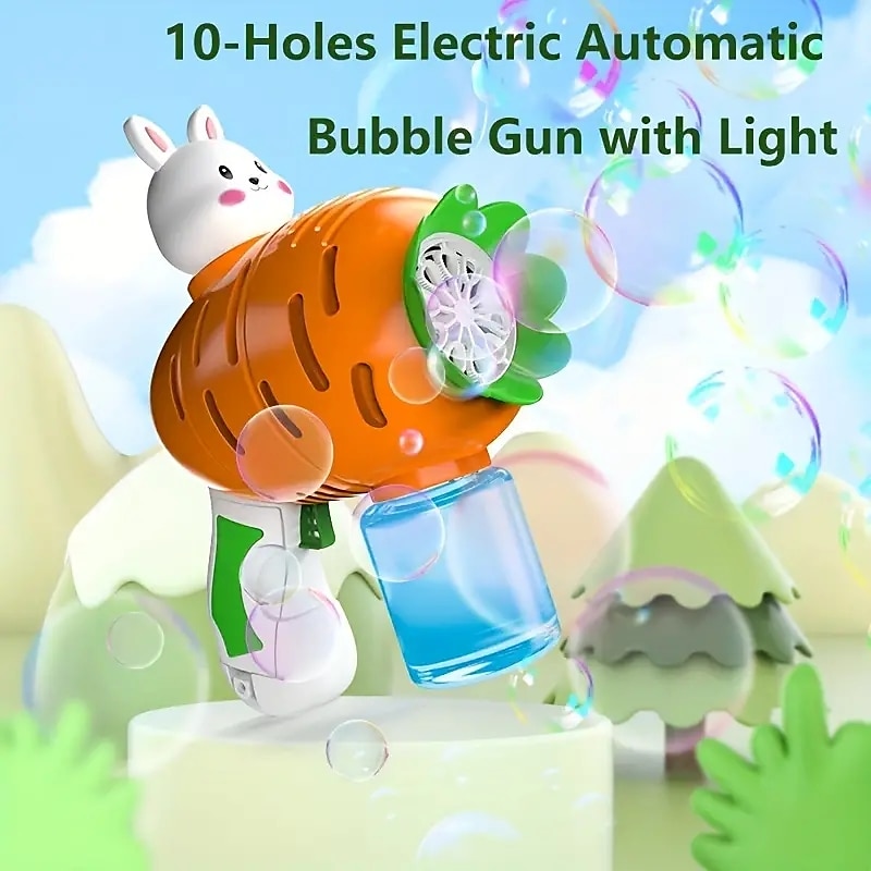 Electric Bubble Gun Machine - Kids Portable Outdoor Party Toy With