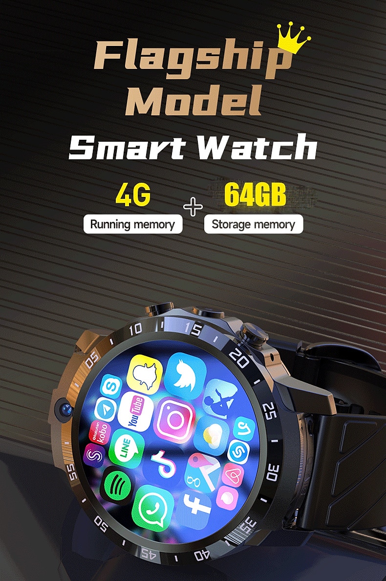 2023 Global Version 4G NET Smartwatch Android OS 1000mAH Battery 1.6 Screen  Blood Pressure GPS Location Men Smart Watch 2024 - $149.99