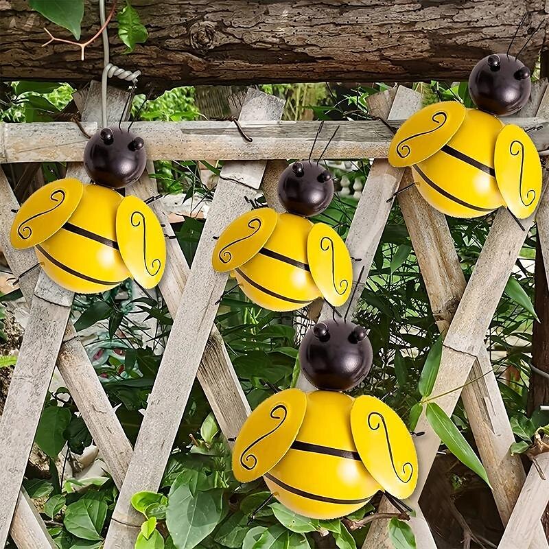 4 Stück Hummel-Wandkunst aus Metall, Kunsthandwerk, Ameisen-Metallskulptur, Gartenameisen-Dekoration, Wandbehang-Dekoration, Garten-Rasen-Dekoration, Innendekoration, farbenfrohe Außendekoration, niedliche Insektenskulptur, Gartendekoration 2025 - €21.99 –P6