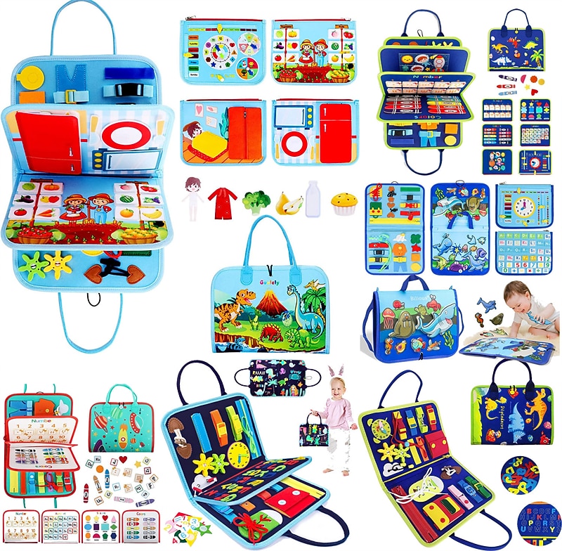Juguetes Montessori tablero de labores de fieltro bolsa rompecabezas de educación temprana tablero de aprendizaje capacitación Montessori para niños pequeños Materiales de enseñanza Regalo de Navidad 2026 - $37.99 –P1