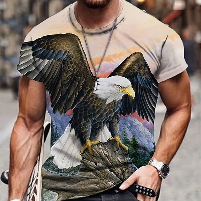 Animal Print Vintage Bald Eagle Tee Shirt Size XL