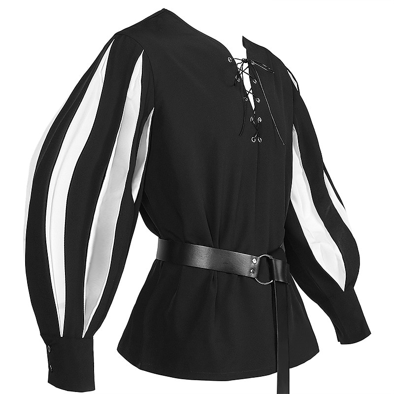 Retrò Vintage Punk & Gotico Medievale Blusa / Camicia Mascherata Tunica Fiera del Ren Cavaliere Vichingo Crociato Con Volant Blocco di colori Per uomo Celtico Costumi da pirata Carnevale Mascherata del 2025 a $38.99 –P2