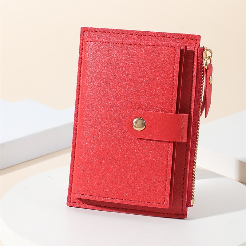 Femmes Portefeuille Porte-Cartes de Crédit faux cuir Quotidien Fête Fermeture éclair Grande capacité Imperméable Léger Couleur Unie Noir Rose Claire Rouge clair de 2026 ? $9.99 –P7