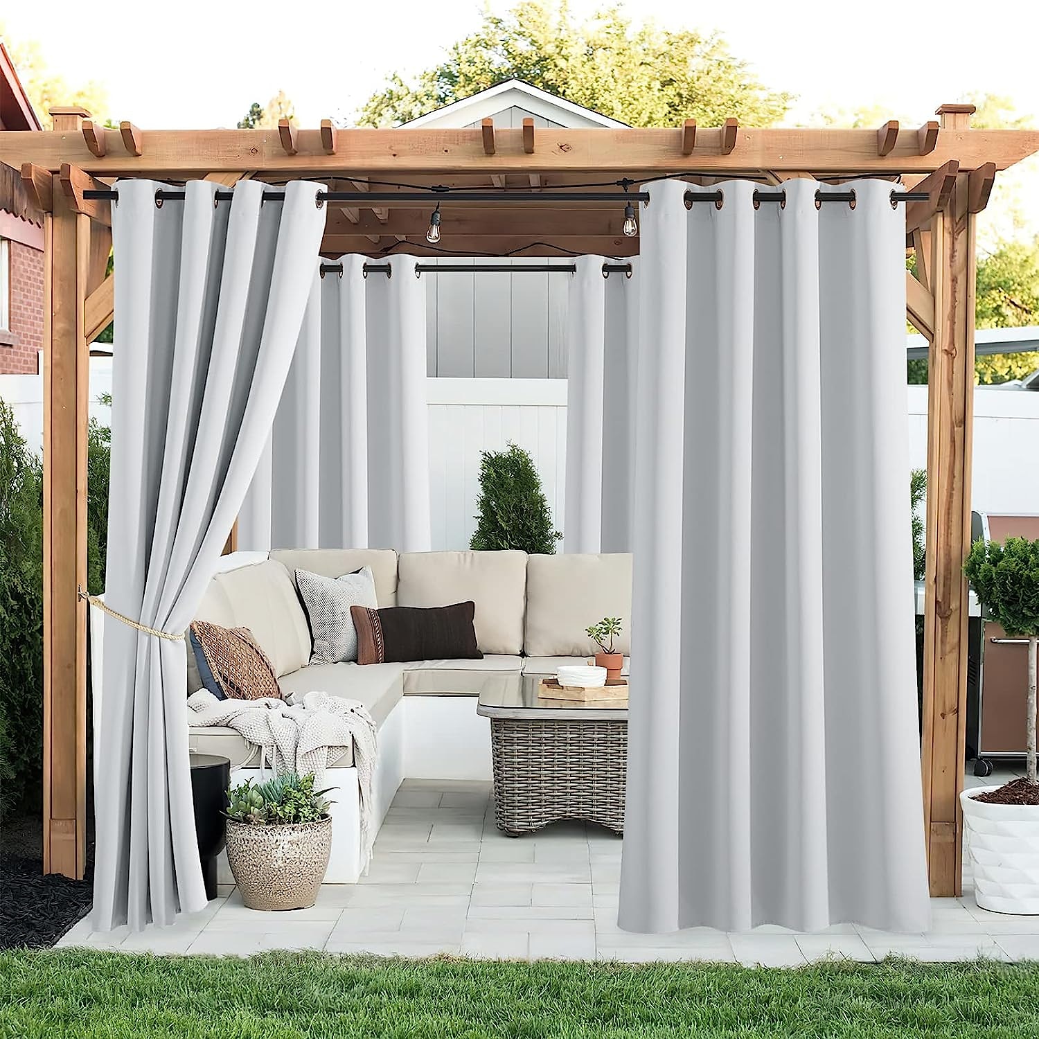 2 paneler utomhusgardiner vattentäta för inomhusbröllop uteplats tjock avskildhet grommet gardiner för bröllop sovrum, vardagsrum, veranda, pergola, cabana 2025 - $45.99 –P6