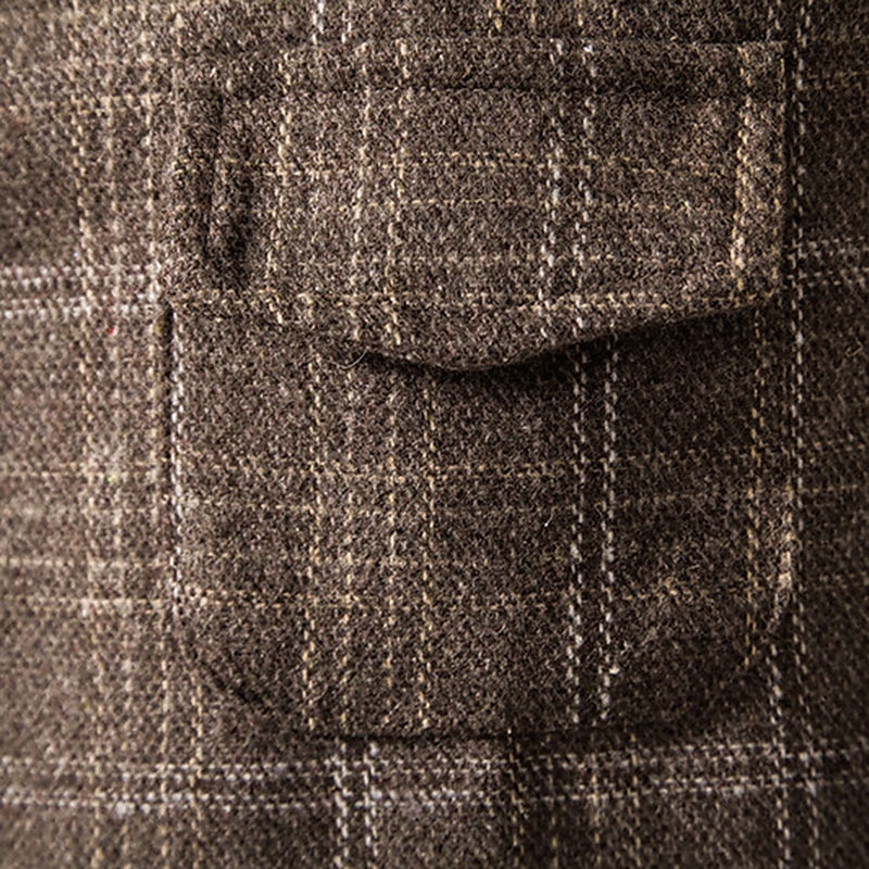 Pánské Kamizelka Vesta Denní nošení Dovolená Jdeme ven Vinobraní Bristké Jaro & podzim Tlačítko Polyester Pohodlné Pléd Jednořadé Klopa Běžný Šedá Černá Khaki Vesta 2025 - $31.99 –P8