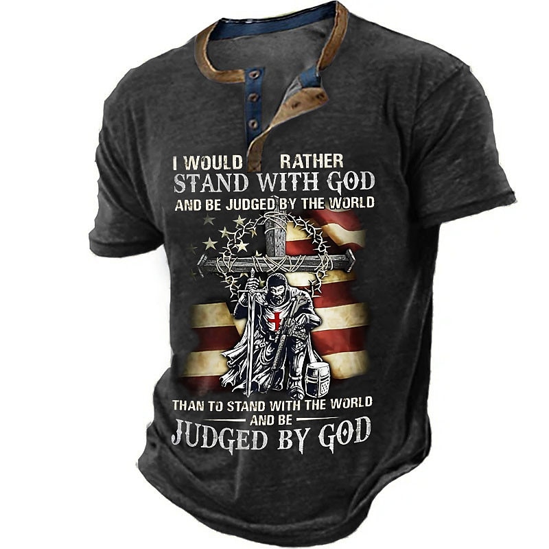 Hombre Graphic Cruz Fe Henley Shirt Manga Corta Impresión 3D Moda Design Cómodo Exterior Diario Verano Negro Verde Caqui Azul Oscuro Henley Camiseta Henley 2025 - $23.99 –P2