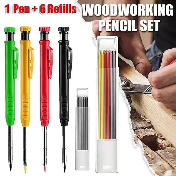 Carpenter Pencil Set with Refill Solid Construction Pencil Deep