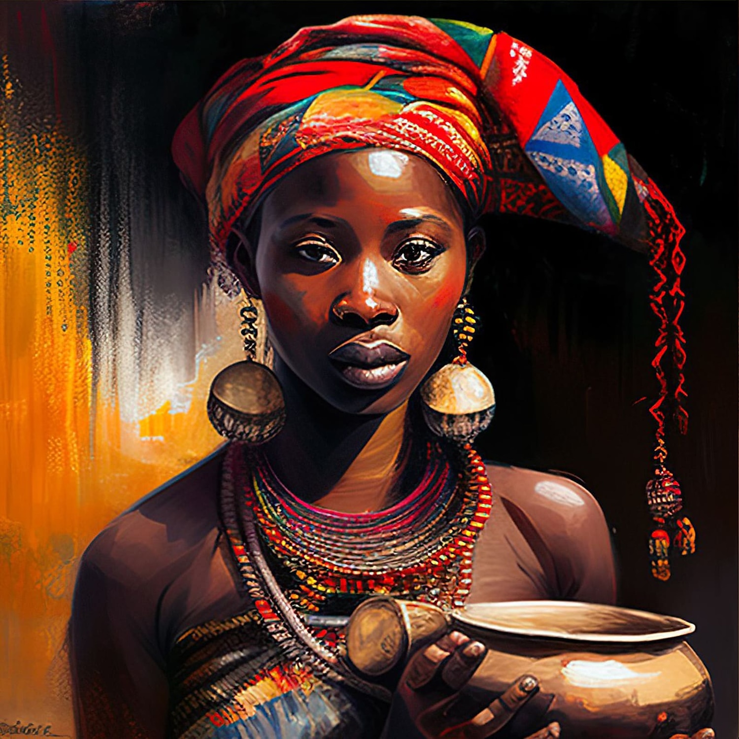 Menschen Wandkunst Leinwand afrikanische Frau Drucke und Poster abstrakte Porträtbilder dekorative Stoffmalerei für Wohnzimmer Bilder ohne Rahmen 2025 - $17.49 –P2