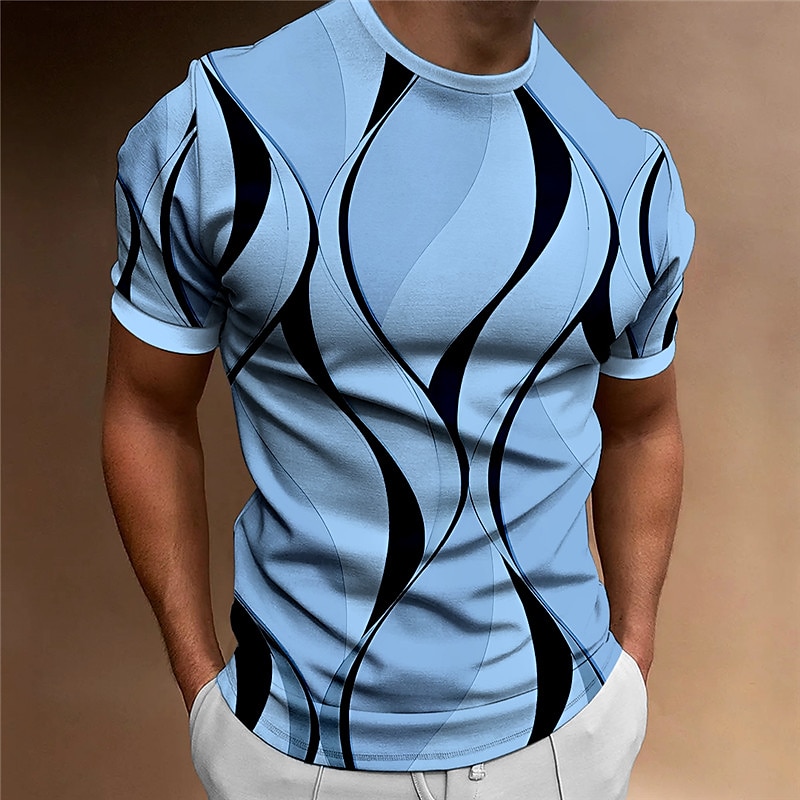Voor heren Grafisch Abstract T-shirt Korte mouw T-shirt 3D-afdrukken Strakke ronde hals Overhemd Vintage Modieus Ontwerper Buiten Dagelijks Sport Zwart Blauw Rood Lente zomer Kleding S M L XL 2XL 3XL 2025 - $17.99 –P2