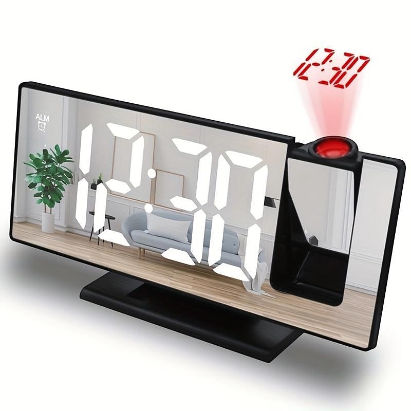 nouvelle horloge de projection led multifonctionnel réveil numérique horloge électronique photosensible automatique avec usb plug-in transfrontalier de 2025 ? $22.99 –P1