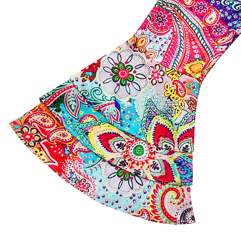 dámské mini šaty příležitostné šaty poloformální šaty drobné šaty sundress Bohemia volány rukáv dovolená každodenní koktejlová party regular fit květinový paisley 3/4 délky rukáv v-krk červená modrá 2025 - $46.99 –P6