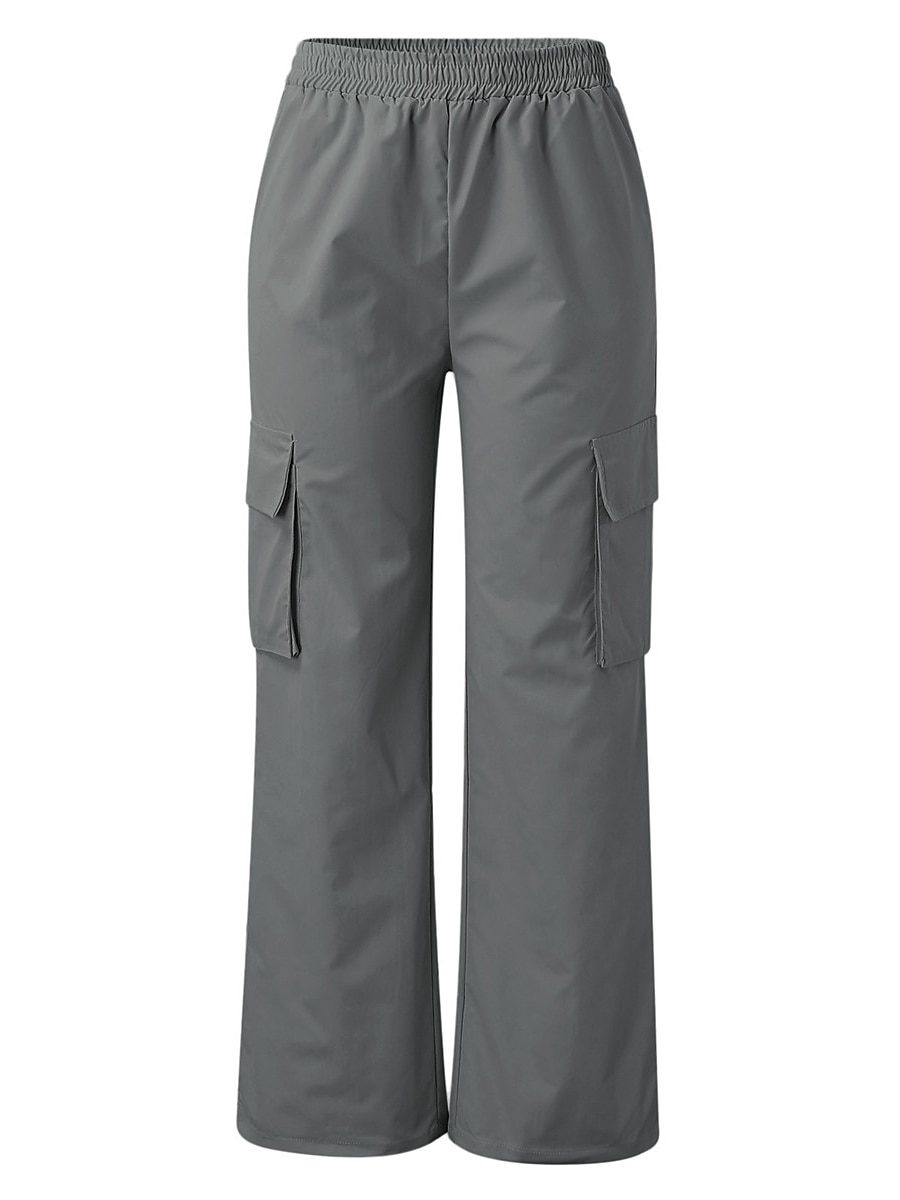 Damen Cargo-Hosen Hosen Hose Fallschirmhose Streetwear Lässig Komfort Volle Länge Hohe Taille Einfach Tasche Elastischer Bund Atmungsaktivität Weich Außenbereich Mikroelastisch Lässig Urlaub 2026 - $29.99 –P12