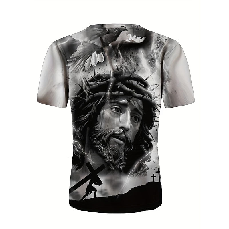 Męskie Graficzny Wiara Podkoszulek Krótki rękaw Podkoszulek Druk 3D Półgolf Koszula Zabytkowe Moda Designerskie Na zewnątrz Codzienny Sport czarny / biały Czarny Biały + Czarny Wiosna i lato Odzież S 2025 - $17.99 –P2