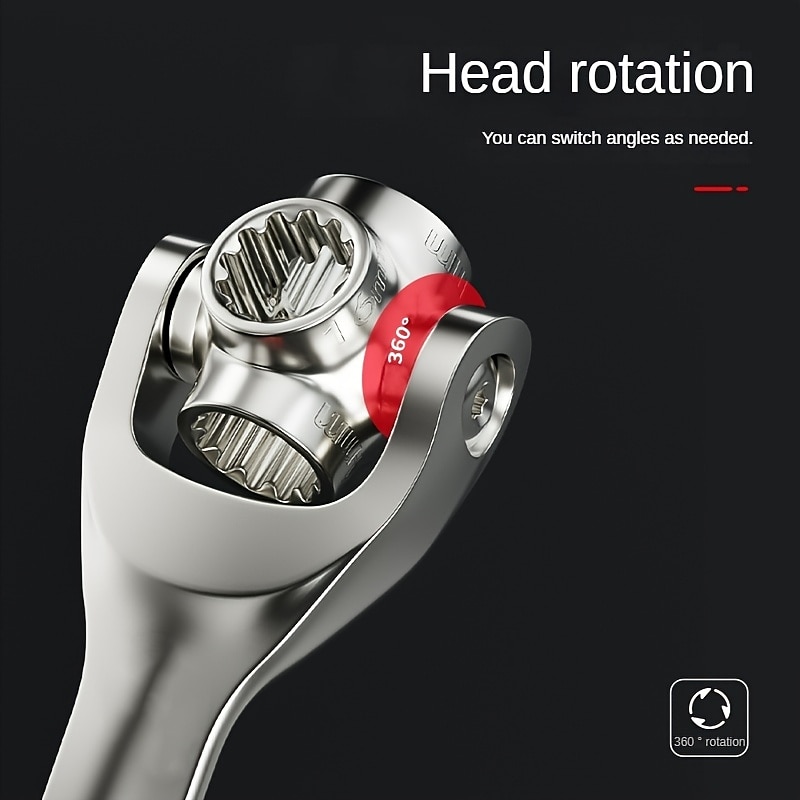 1pc Spanner Socket Wrench, Multi-Functional Spanner Tools With Spline Bolts 360 Degree Rotating Head, Universal Wrench For Furniture Car Repair 2025 - $38.99 –P6
