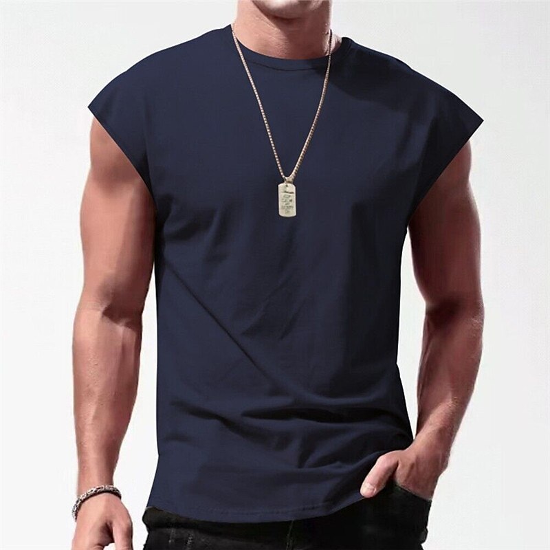 Herr Linne Undertröjor Ärmlös tröja Ärmlös Rund hals Sommar Slät Mode Designer Muskel Utomhus Utekväll Gym Svart Vit Rubinrött Topp t-shirt för män 2025 - $15.99 –P9