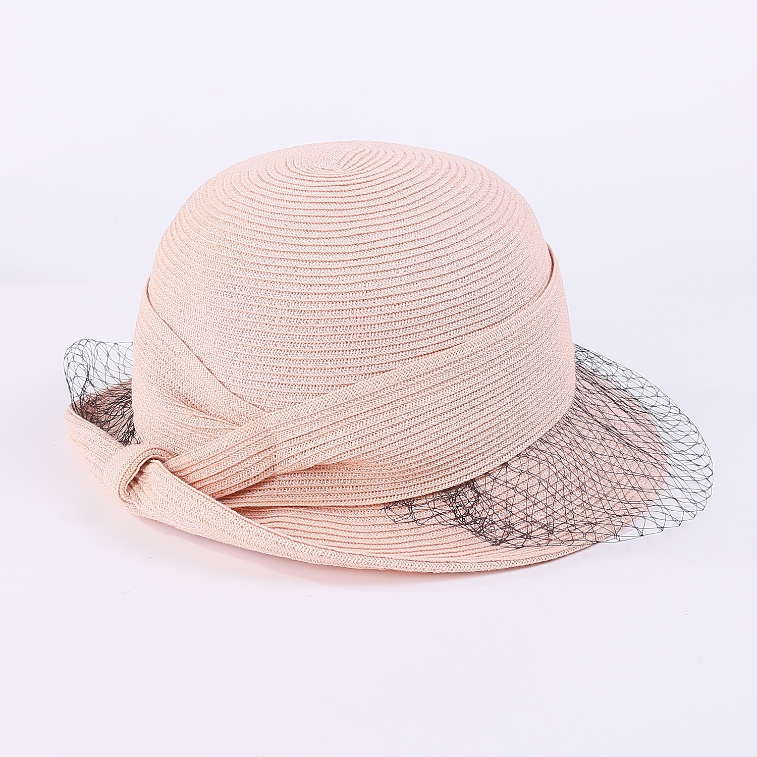 Hüte Faser Fischerhut Strohhut Sonnenhut Lässiger Strand Eleganter Sonnenschutz mit Tüll-Kopfbedeckung Kopfbedeckung 2025 - $36.99 –P20