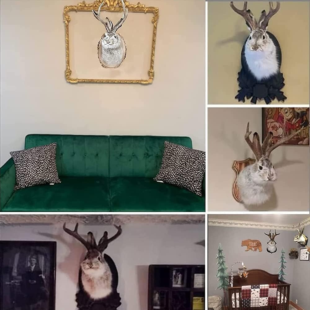 Jackalope Rabbit Wall Decor The Latest Legend of Antlers,Fake Rabbit Resin Art Wall Mount, Simulation Head Specimen Ornament 2025 - $30.99 –P1