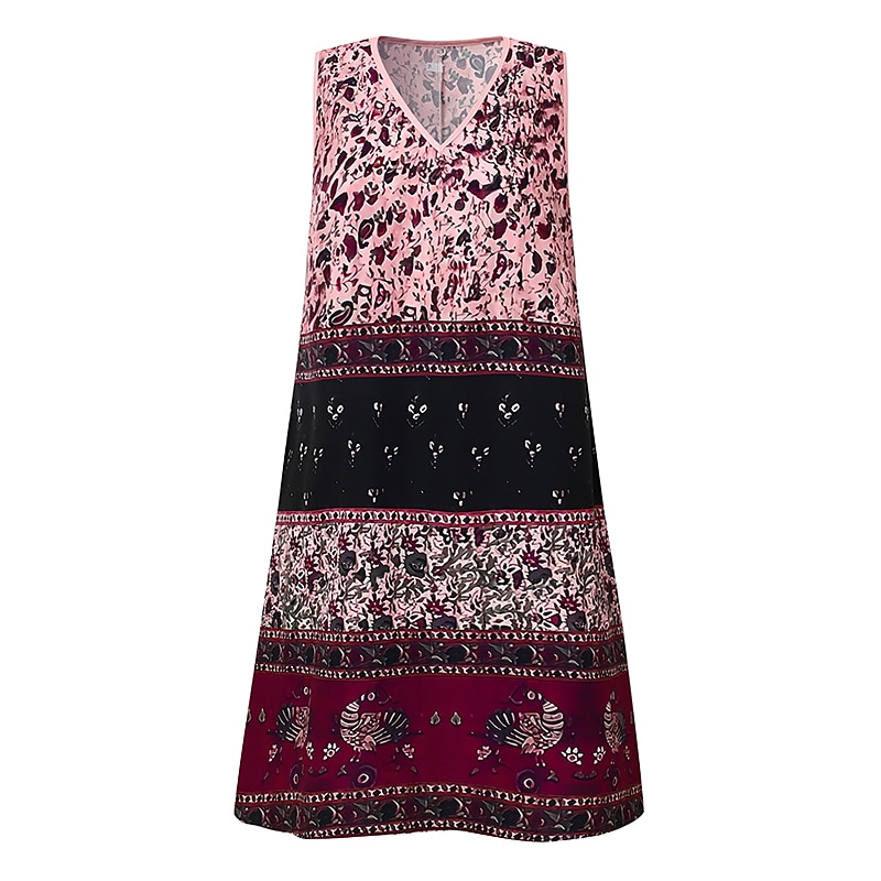 Women's Mini Dress Casual Dress Petite Dress A Line Dress Slip Dress Bohemia Vintage Fashion Vacation Party Casual Regular Fit Floral Color Block Ditsy Floral Sleeveless V Neck Yellow 2025 - $31.99 –P1