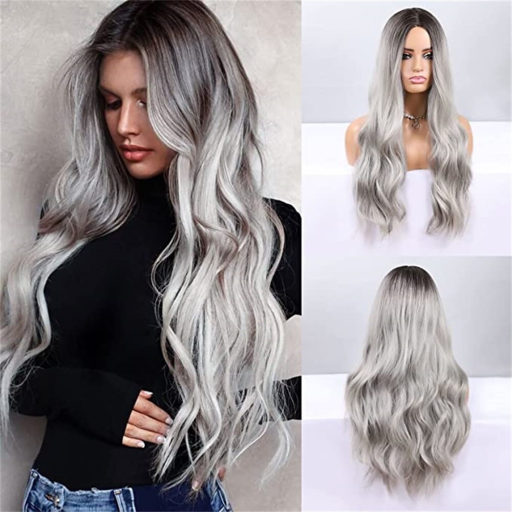 barbiecore parrucche da film parrucca bionda ombre parrucca ondulata lunga per le donne parrucche ondulate della parte centrale parrucche sintetiche resistenti al calore del 2025 a $29.99 –P4