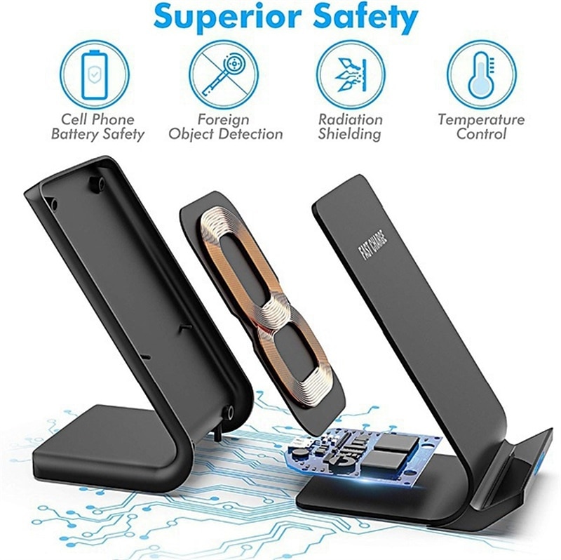 Fast Charger 15W Qi Wireless Charging Station for Iphone 13 12 11 Pro X Xs Xr 8 Samsung Galaxy S21 S20 Note20 S10 S9 Huawei Xiaomi Mobile Phone Charger Dock Stand Holder 2025 - $19.99 –P6