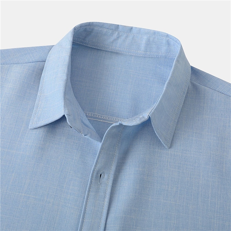 Per uomo Camicia Camicia di lino Camicia in cotone e lino Camicia Estiva Camicia casual Camicia da Spiaggia Semplice Vacanza Casuale Nero Rosa Verde scuro Viola chiaro Manica Corta Bavero Estate del 2025 a $38.99 –P13