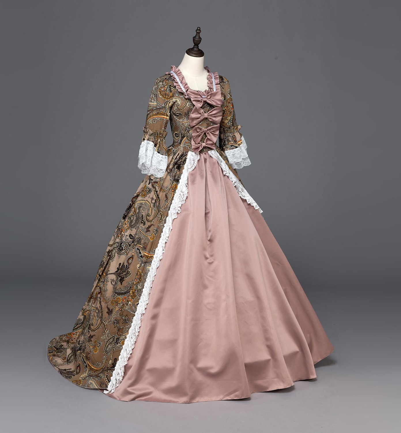 Vintage Rokokoo Viktoriaaninen Maxi Mekot Juhla-asu Naamiaisasu Normaali Juliet hiha Prinsessa Tuhkimo Shakespeare Pitsi Rusetti Prinsessa Nelikulmainen kaula-aukko Naamiaispuku Naisten Tyttöjen 2026 - $143.99 –P6