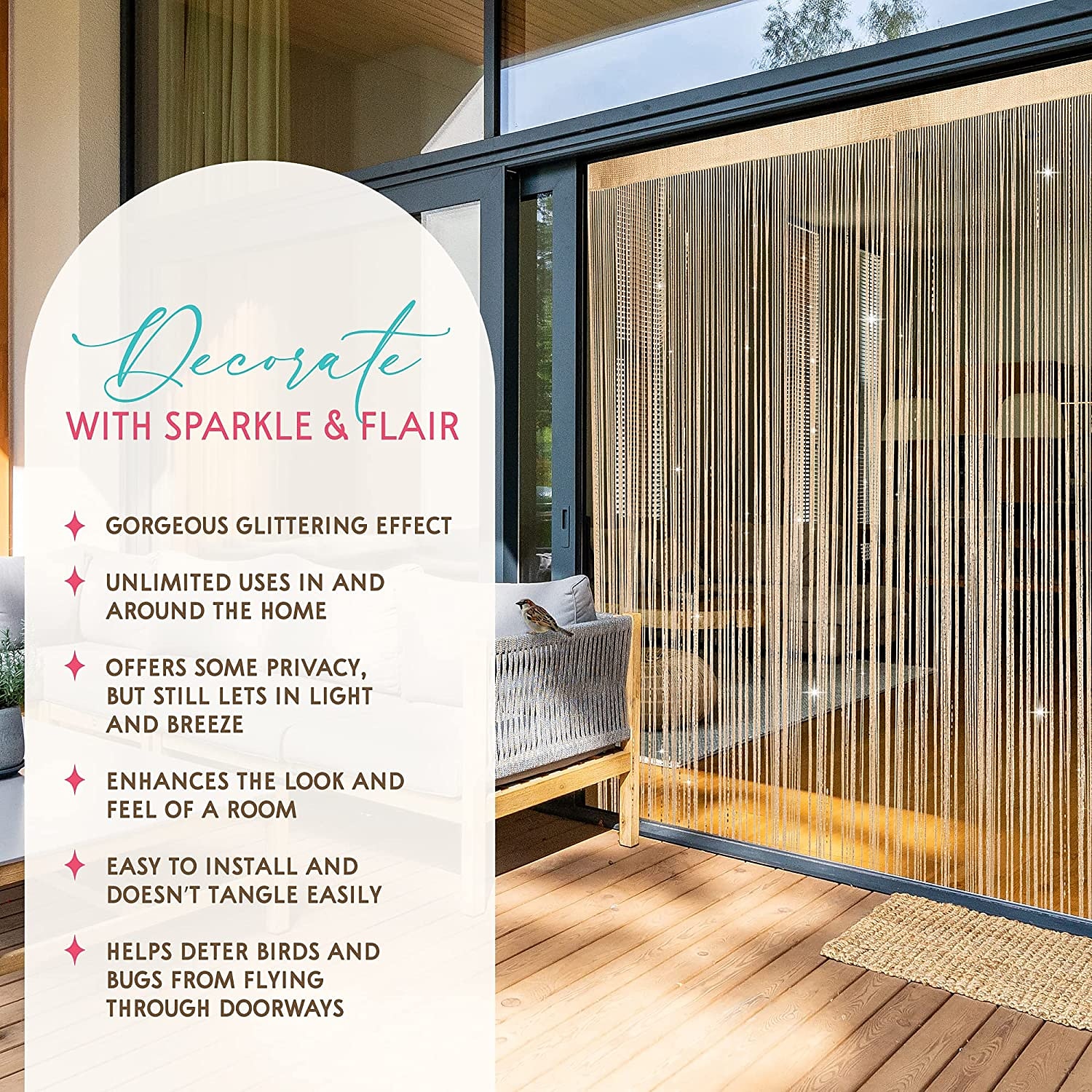 Tende A Stringhe Sparkle Tenda Della Porta Fly Tenda Bastone Della Tenda, Tende Pannello Divisorio Porta Finestra Zanzariera Per La Decorazione Della Parete Della Porta E Della Finestra,100*200cm del 2025 a $3.99 –P18