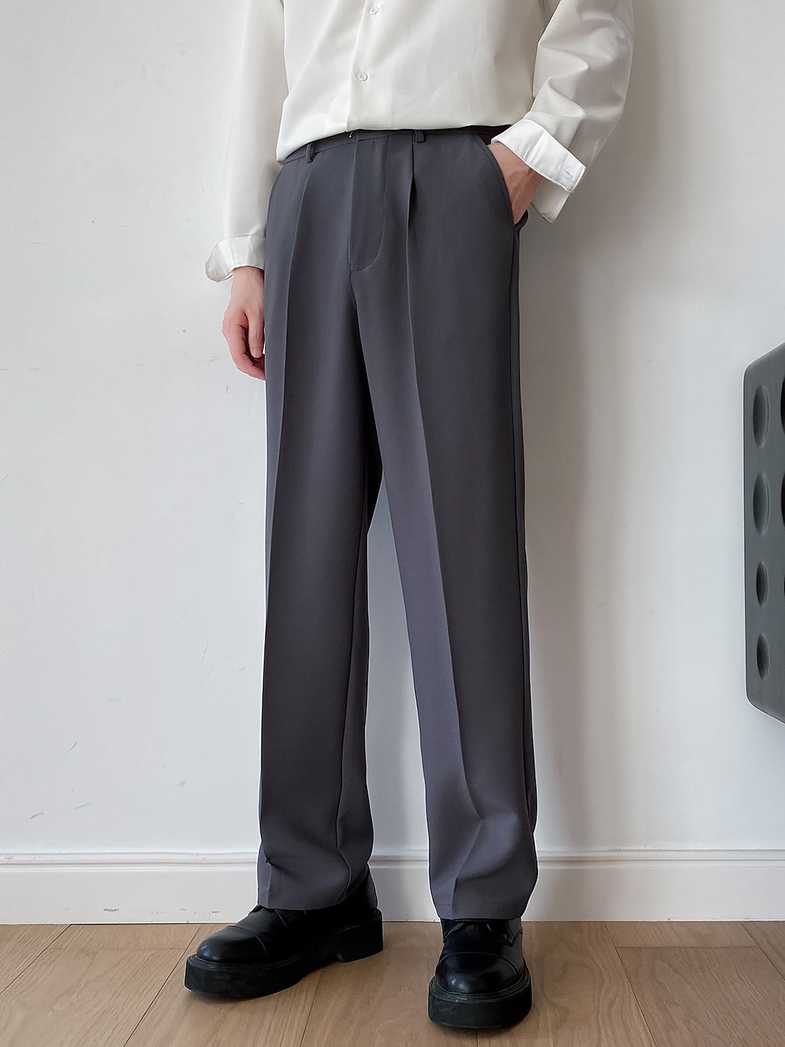 Men's Dress Pants Trousers Suit Pants Wide Leg Straight Leg Plain