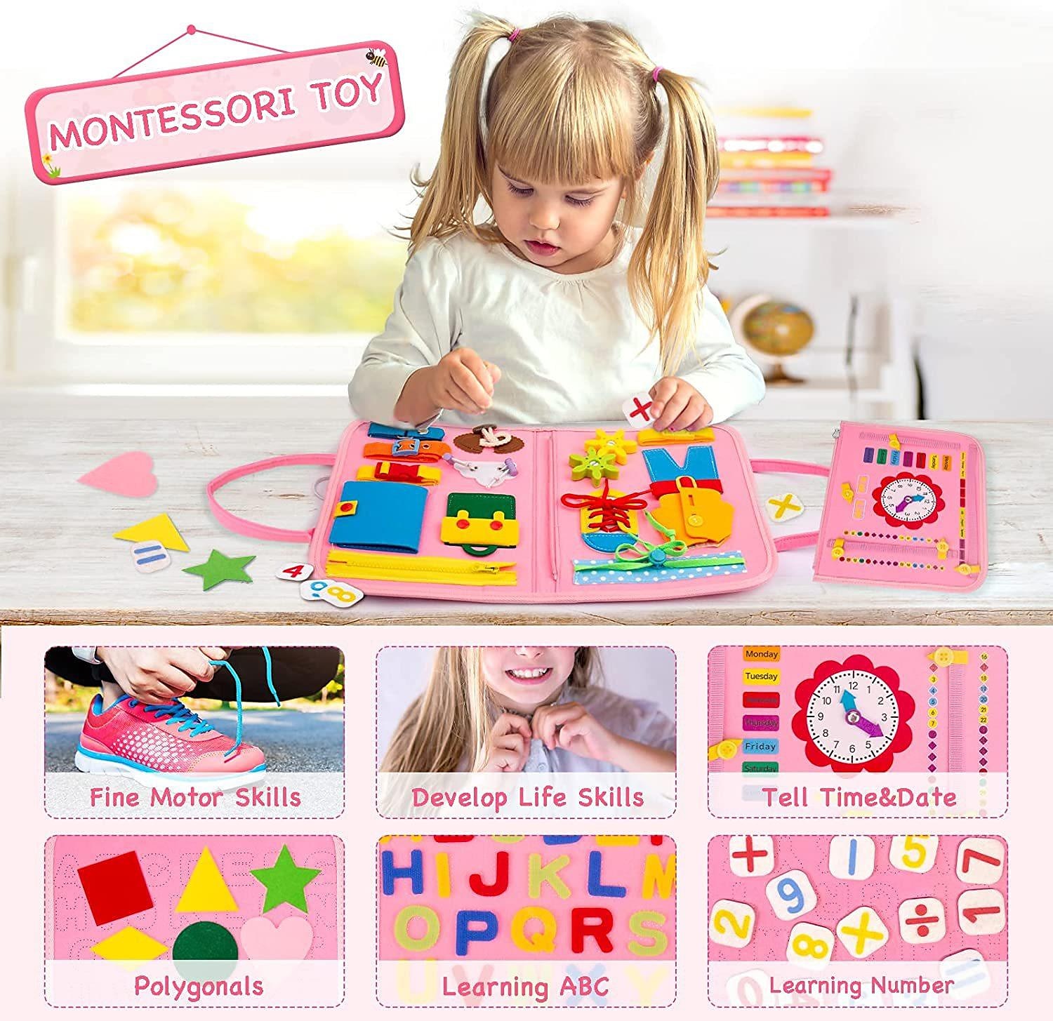 Montessori jouets montessori tableau occupé, éducation montessori se sentait tableau occupé tableau d'apprentissage éducatif pour enfants dossier multi-pages de 2025 ? $37.99 –P4