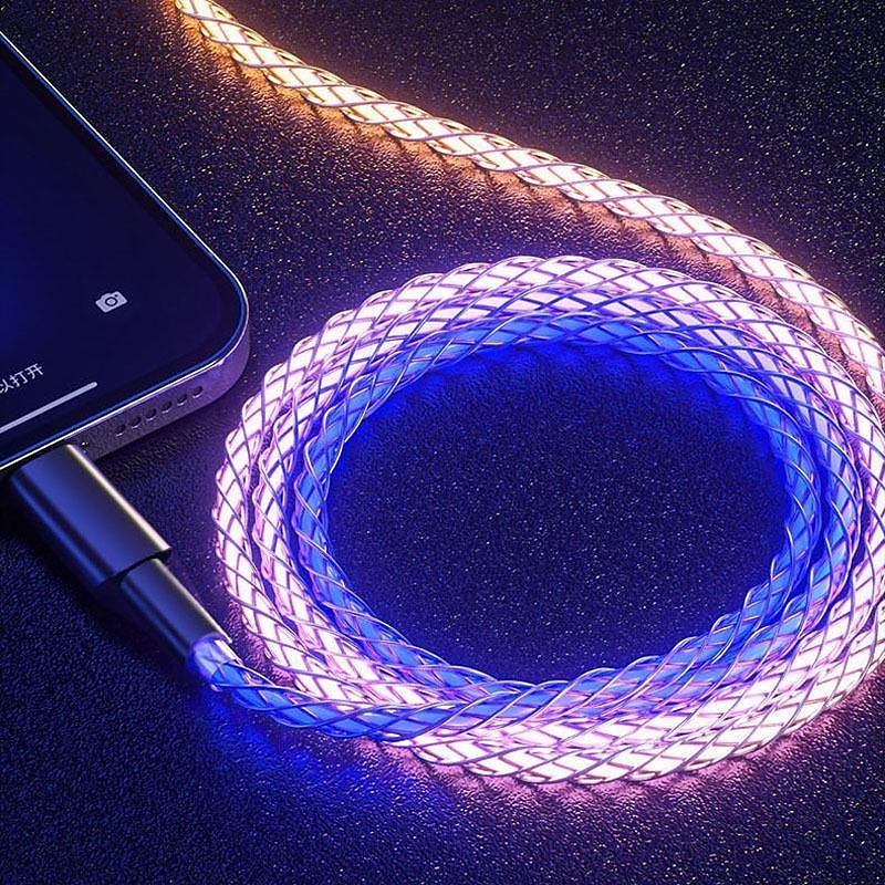 snabbladdning rgb kabel 100w andningsljus 66w typ c usb c datakabel för iphone samsung android micro 30w snabbladdningskabel 2025 - $11.99 –P4