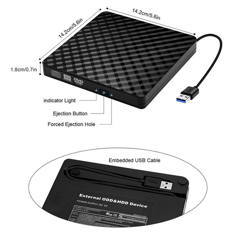 External USB3.0DVD RW CD Burner Portable Optical Drive Burner Reader Player For PC Laptop MacBook Windows 7/8/10/11/XP/Vista/Linux OS 2025 - $31.99 –P7