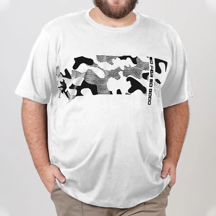Hombre Talla Grande Grande Alto Camiseta Tee Cuello redondo Negro Blanco Azul Marino Mangas cortas Exterior Noche Estampado Letra camuflaje Ropa Mezcla de Algodón Ropa de calle Elegante Casual 2026 - $13.49 –P3