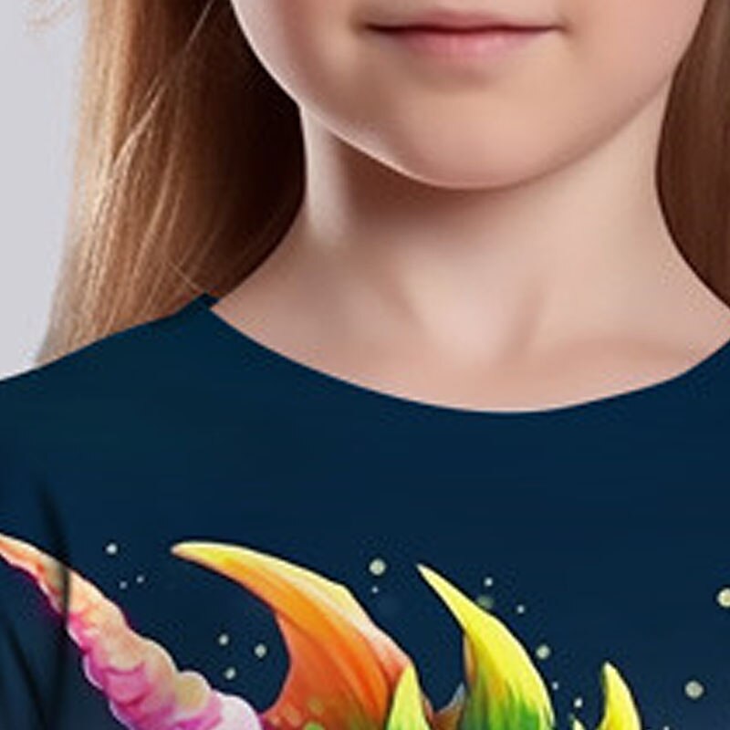 Girls' 3D Graphic Cartoon Unicorn T shirt Tee Short Sleeve 3D Print Summer Spring Active Fashion Cute Kids 3-12 Years Outdoor Casual Daily Regular Fit 2025 - $11.99 –P8