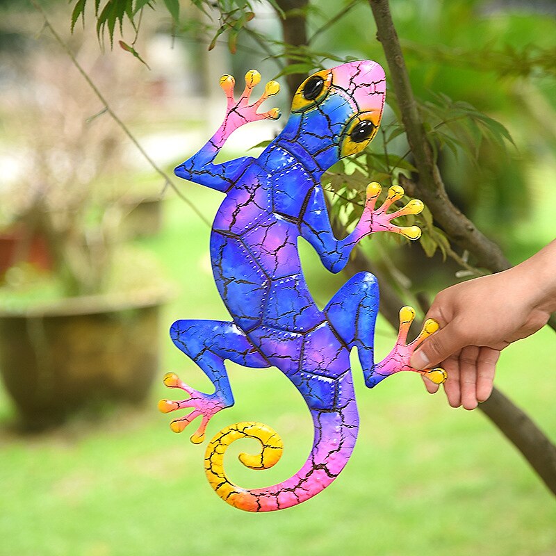 1 stk gekko metall veggkunst dekor 3d gekko hengende metall vegg kunst hengende vegg dekor for innendørs utendørs hjemmekontor bad kjøkken soverom stue hage 27x43cm/10.6''x16.8'' 2025 - $18.49 –P4