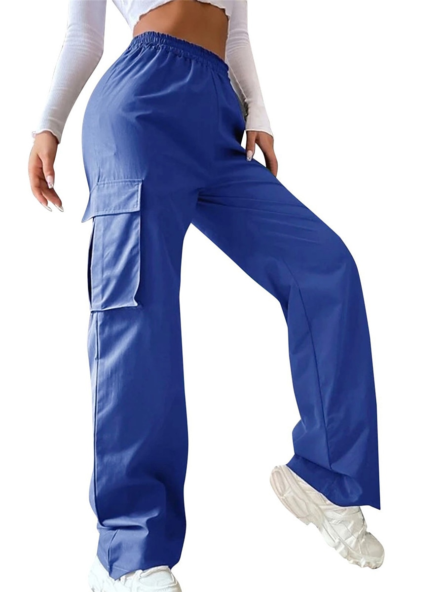 Damen Cargo-Hosen Hosen Hose Fallschirmhose Streetwear Lässig Komfort Volle Länge Hohe Taille Einfach Tasche Elastischer Bund Atmungsaktivität Weich Außenbereich Mikroelastisch Lässig Urlaub 2026 - $29.99 –P5