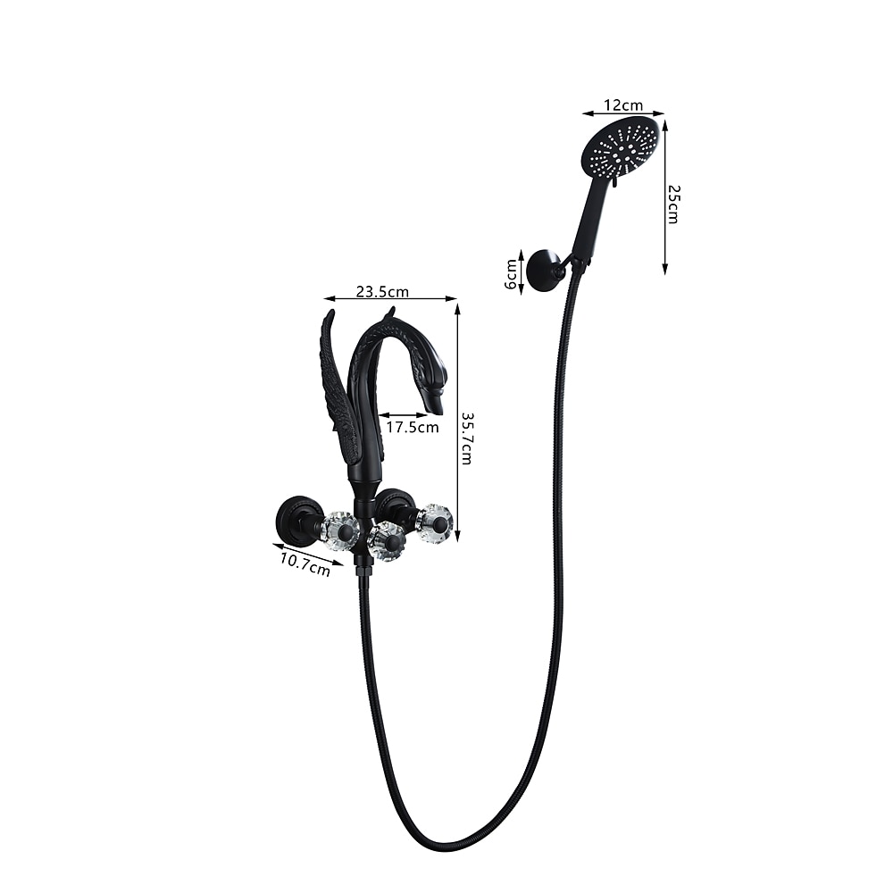 vintage messinginen suihkuhanasetti käsisuihkulla, perinteinen kylpyammeen juoksuputki kaksikahvainen kylpyamme hana seinään kiinnitettävä 2026 - ₩881654 –P1