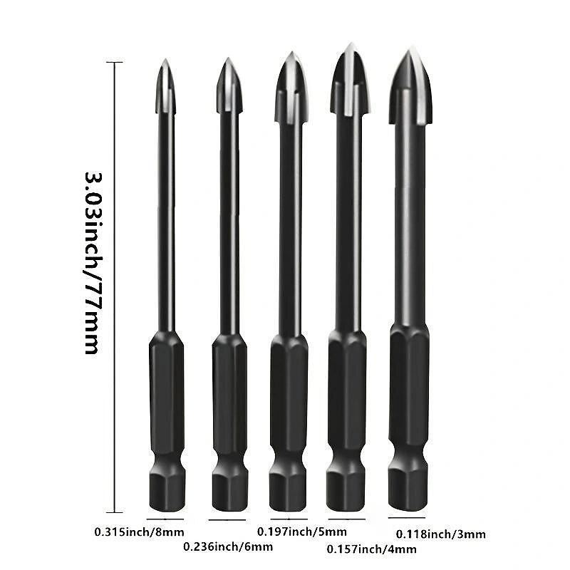 5pcs Efficient Universal Drilling Tools, Multifunctional Triangle Cross Alloy Drill Bit Set, Cemented Carbide Anti-Rust Attachments For Power Tools, Cross Spear Head Drill Bits 2025 - $11.99 –P3
