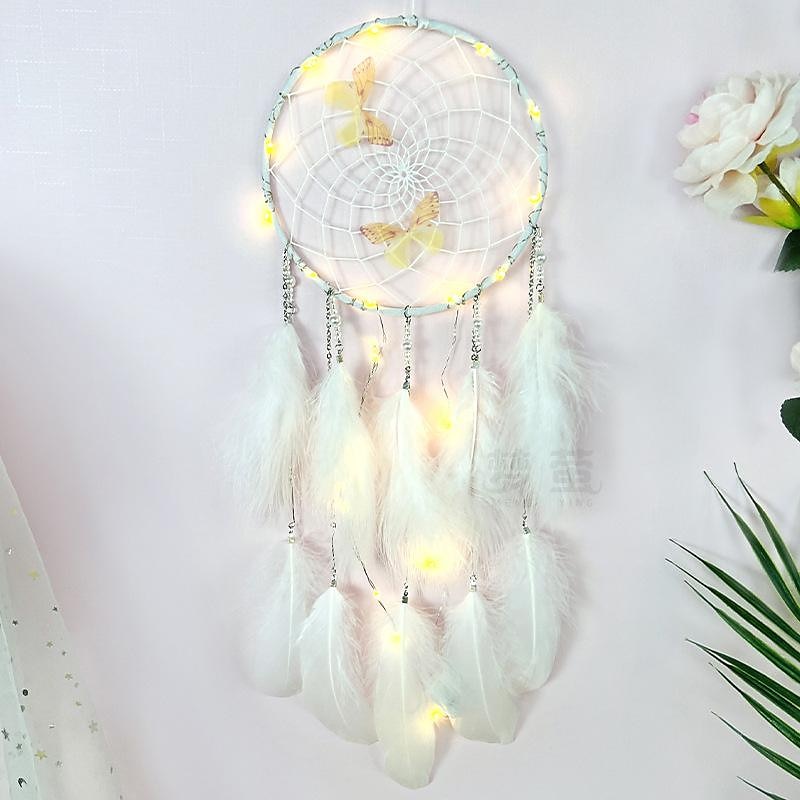 Butterfly Dream Catcher Handmade Gift Feather Hook Flower Wind Chime with One Circle Ornament Wall Hanging Decor Art Boho Style 16x65cm/6.2''x25.5'' 2025 - $10.49 –P8
