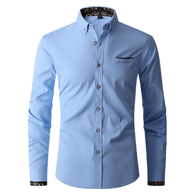 Per uomo Camicia Camicie Camicia abbottonata Resistente alle rughe Camicia con bottoni Liscio Matrimonio Ufficio e carriera Nero Bianco Vino Blu reale Manica lunga Collo ripiegabile Primavera del 2025 a $21.99 –P10