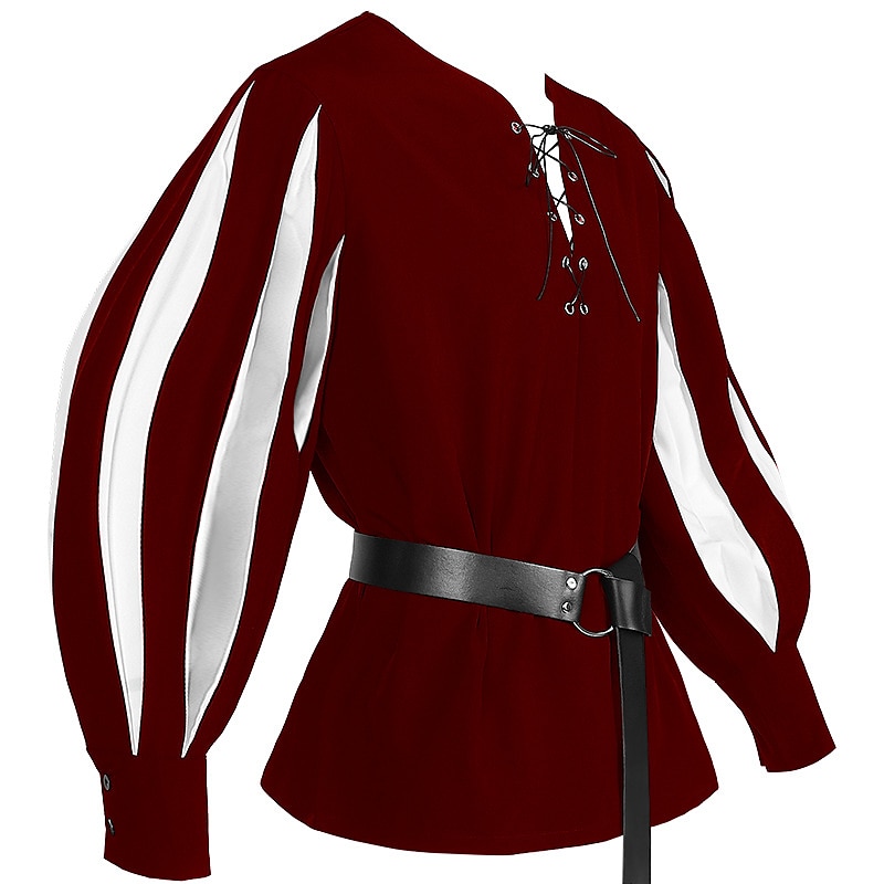 Retrò Vintage Punk & Gotico Medievale Blusa / Camicia Mascherata Tunica Fiera del Ren Cavaliere Vichingo Crociato Con Volant Blocco di colori Per uomo Celtico Costumi da pirata Carnevale Mascherata del 2025 a $38.99 –P11