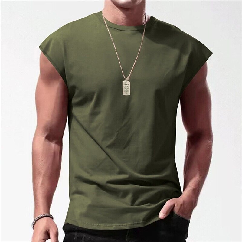Herr Linne Undertröjor Ärmlös tröja Ärmlös Rund hals Sommar Slät Mode Designer Muskel Utomhus Utekväll Gym Svart Vit Rubinrött Topp t-shirt för män 2025 - $15.99 –P7
