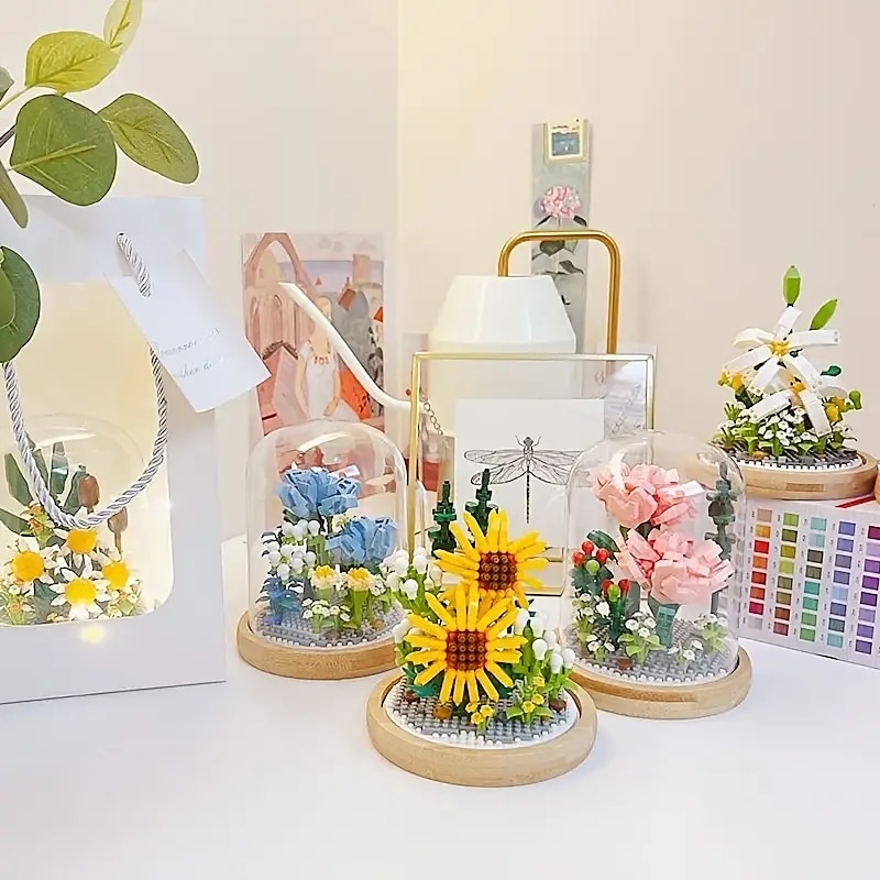 Blocos de construção para presentes do dia das mulheres, crie lindos buquês de flores com este kit de construção de flores de 1 peça - perfeito para adultos&amp; crianças! presentes de dia das mães de 2025 por $35.99 –P1