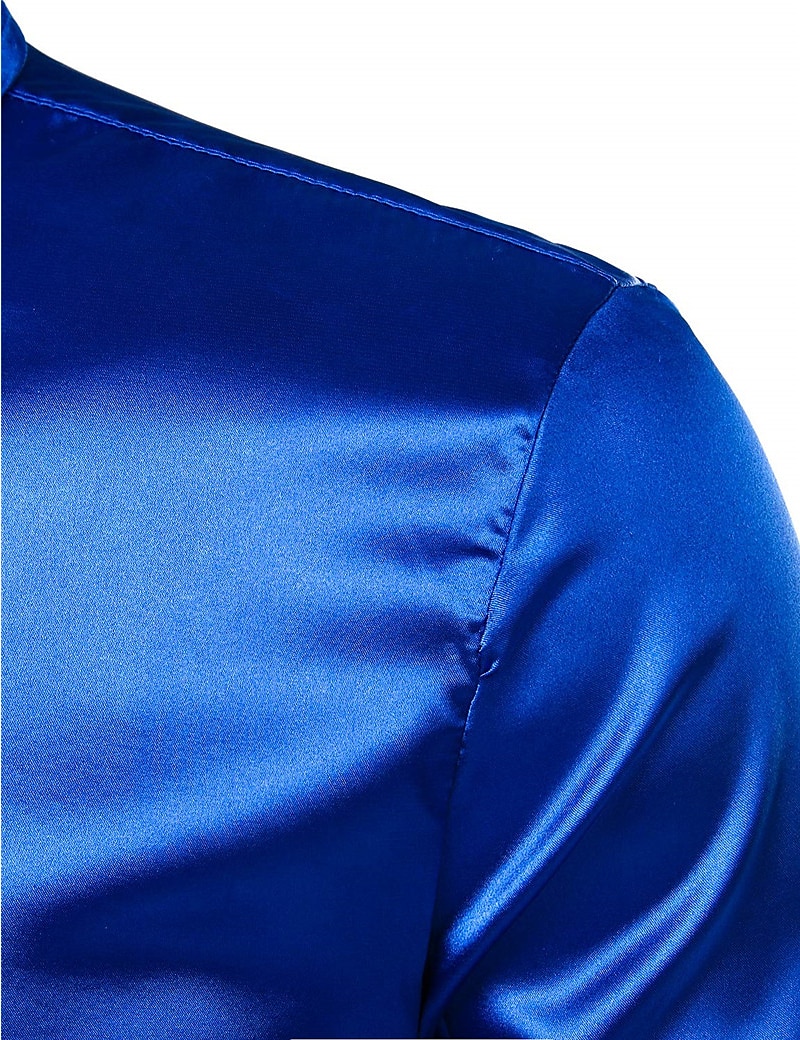Men's Shirt Satin Shirt Casual Shirt Button Up Shirt Plain Wedding Vacation Black White Wine Blue Long Sleeve Lapel Spring & Summer Clothing Apparel 2025 - $23.99 –P11