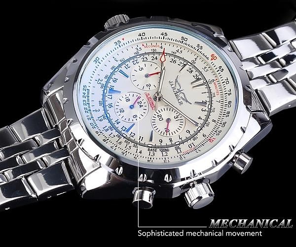 JARAGAR Mechanical Watch for Men Aviator Series Military True Men Sport Automatic Watch Luxury Stainless Steel Mechanical Male Clock Hour Luminous Wristwatch Blue Glass 2025 - $55.99 –P11